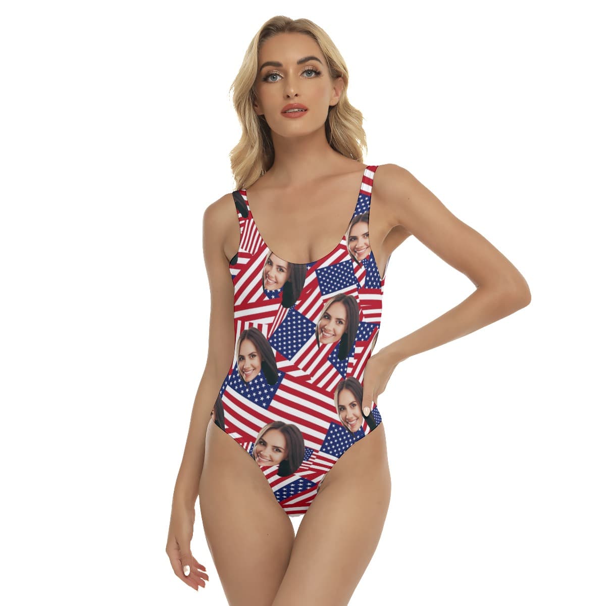 4th Of July Flag Custom Face Aloha Swimsuits For Women (1)