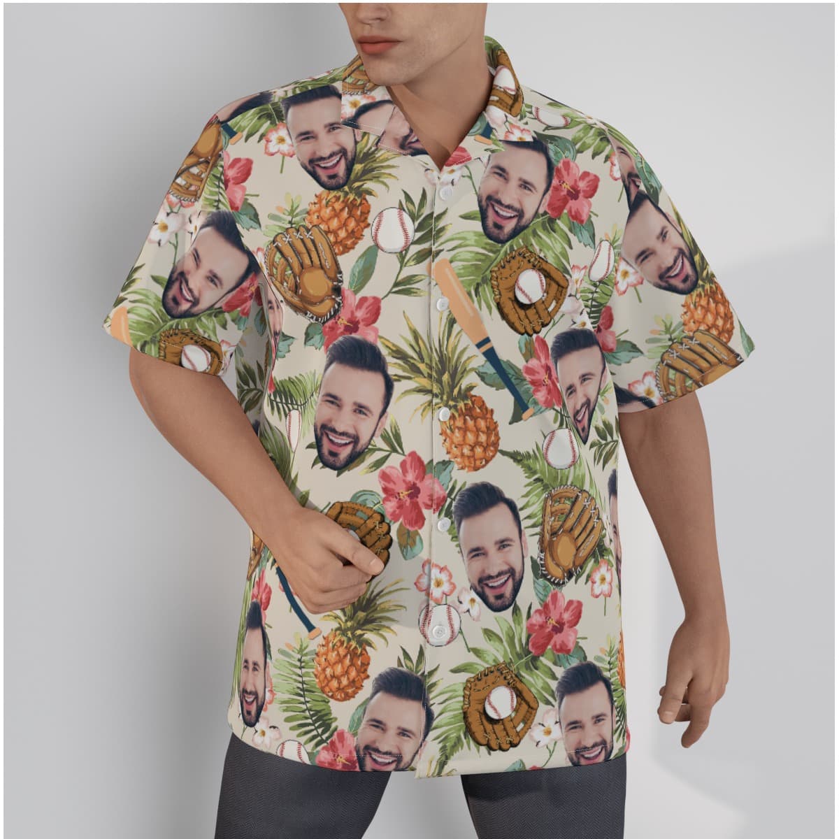 Baseball Lover Custom Face Hawaiian Shirt