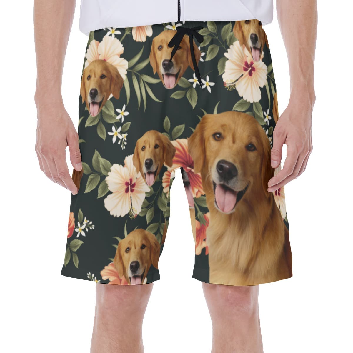Black Hawaiian Swim Trunks With Dog Face (1)