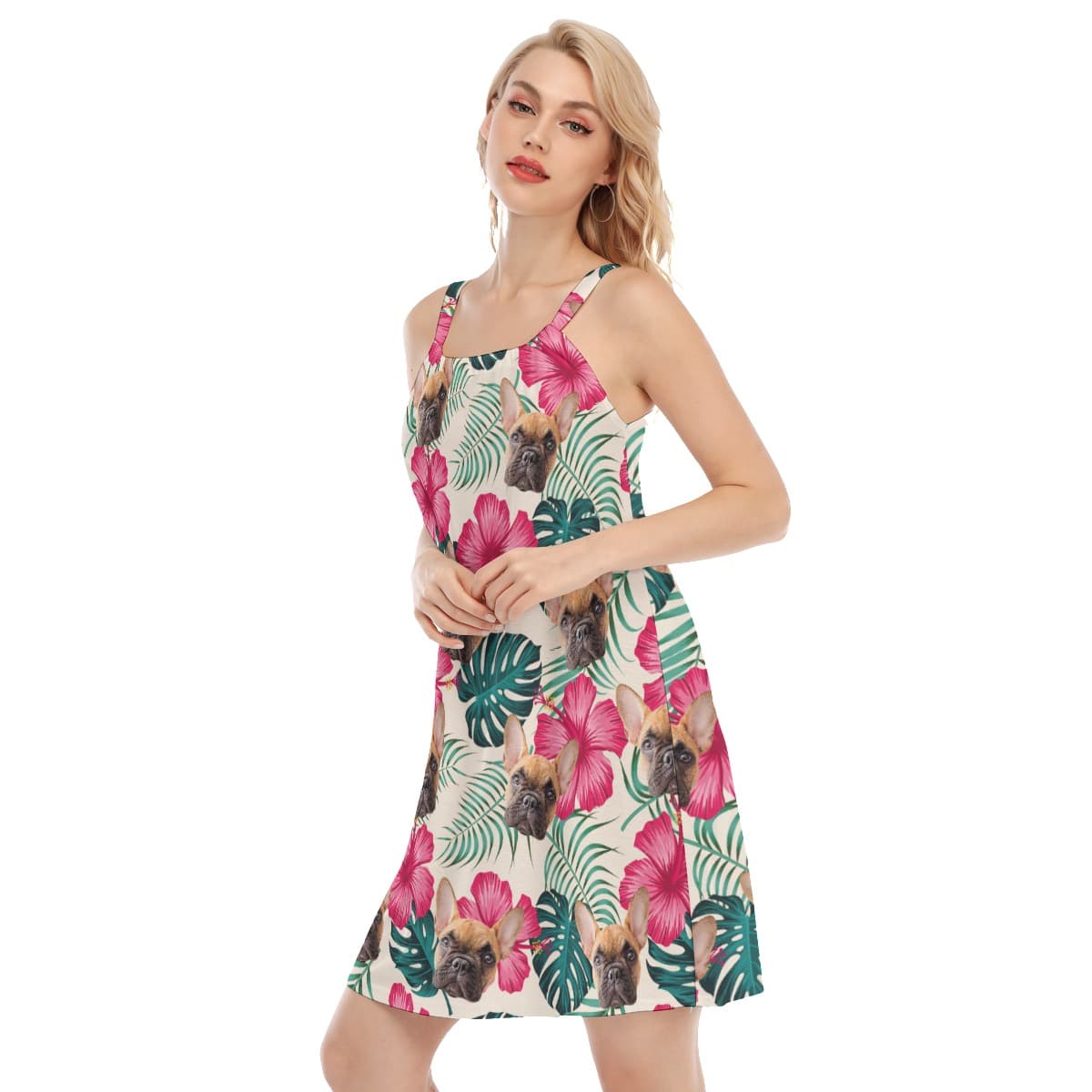 Cat And Dog Customize Hawaiian Cami Dress (4)