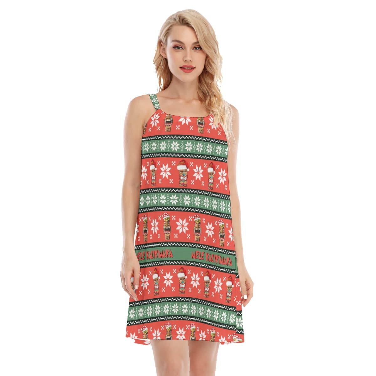 Christmas Luau Tiki Red Hawaiian Dress (1)