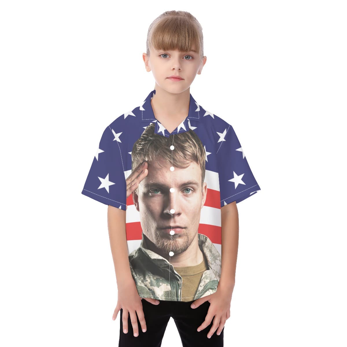 Cool Custom Face American Flag Shirt For Kids (1)