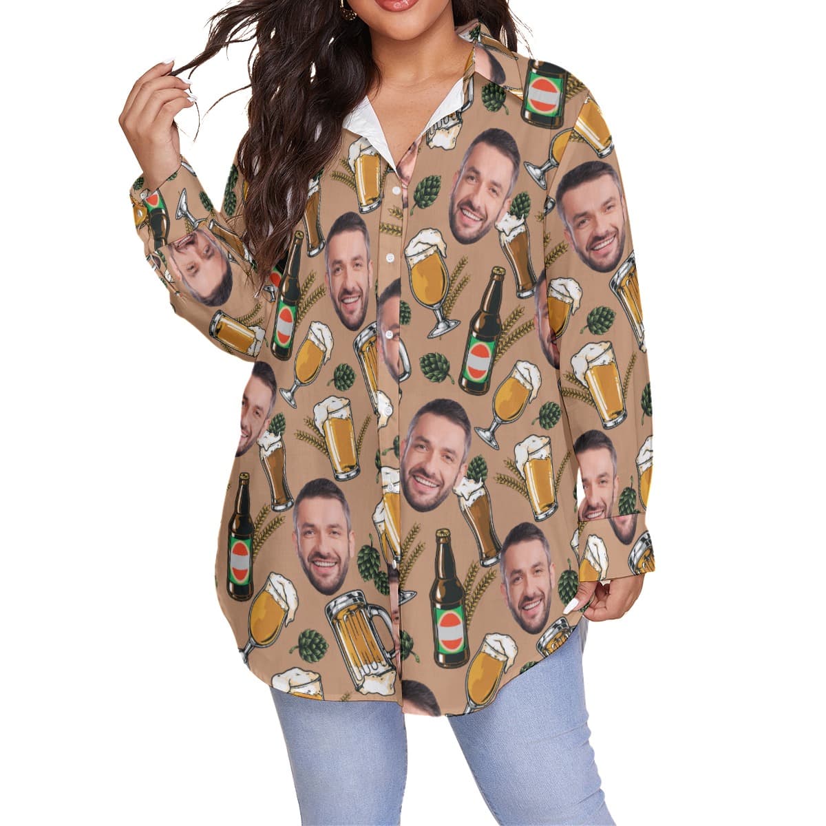 Cool Custom Face Beer Hawaiian Plus Size Shirt (4)