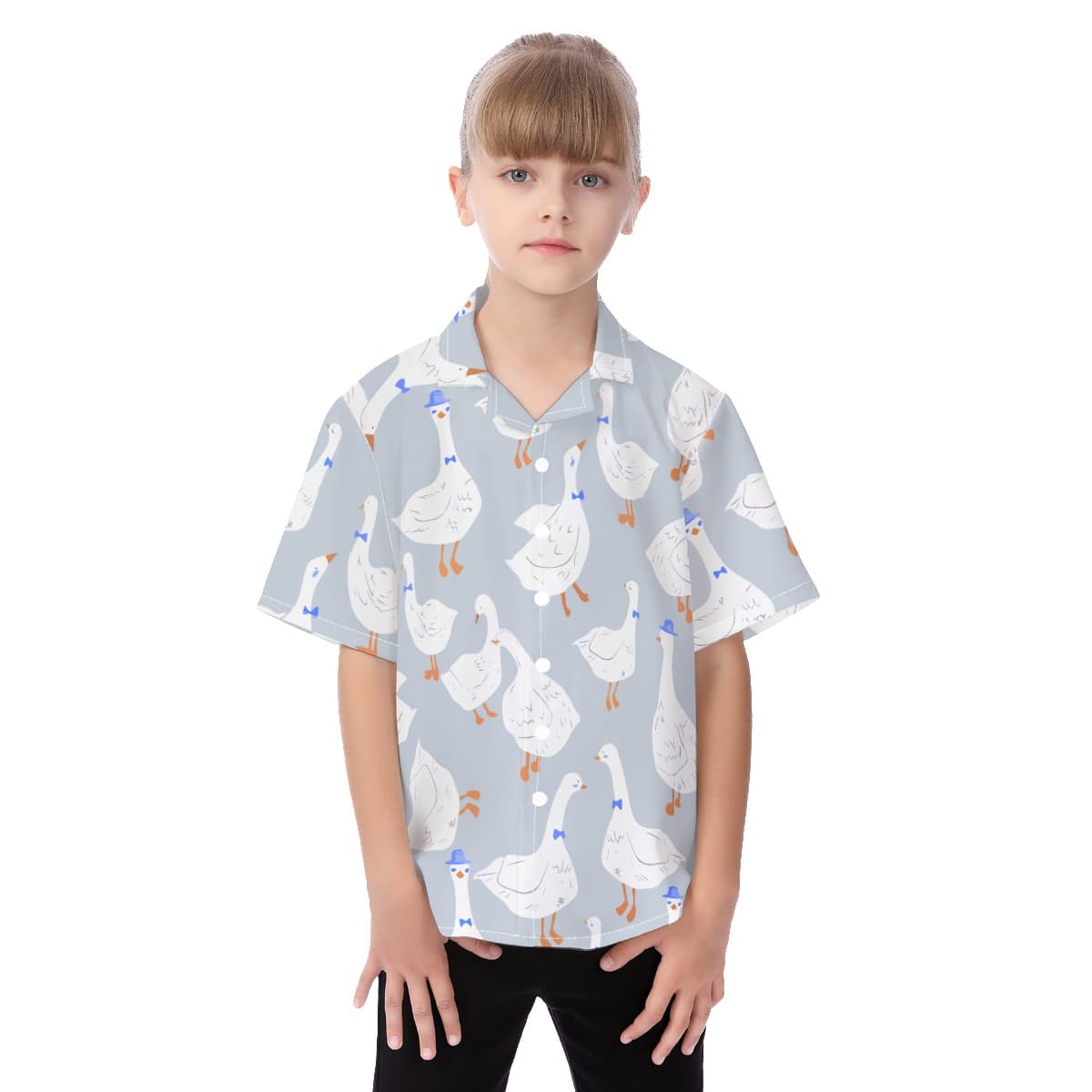 Cool Goose Button Hawaiian Shirt For Kids (1)