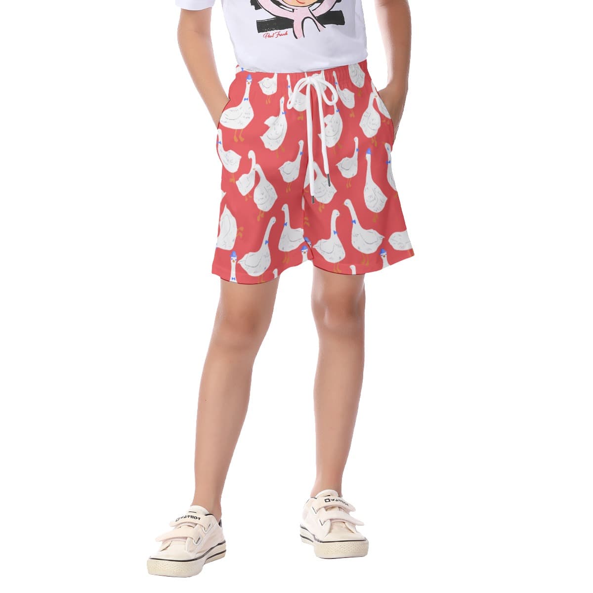 Cool Goose Red Aloha Shorts For Kids (1)