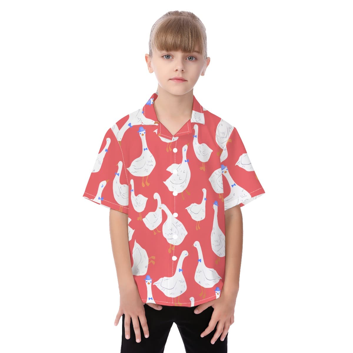 Cool Goose Red Hawaiian Shirt For Kids (1)