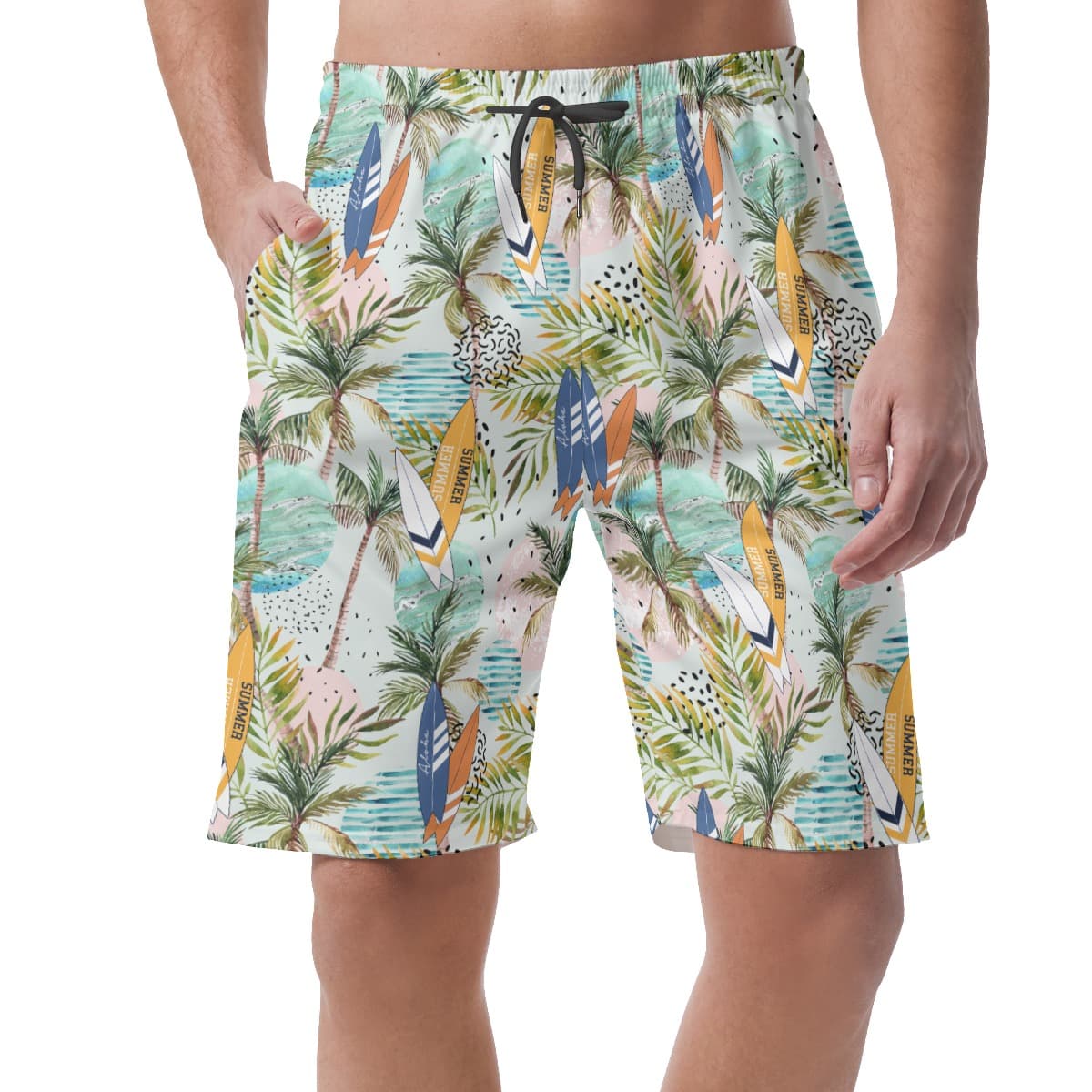 Cool Tropical Surfing Board Summer Beach Shorts For Men