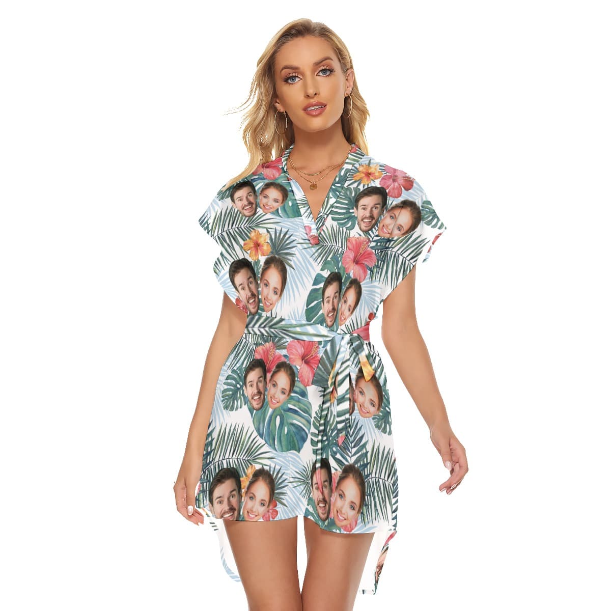 Custom 2 Face Tropical Dress With Belt (1)