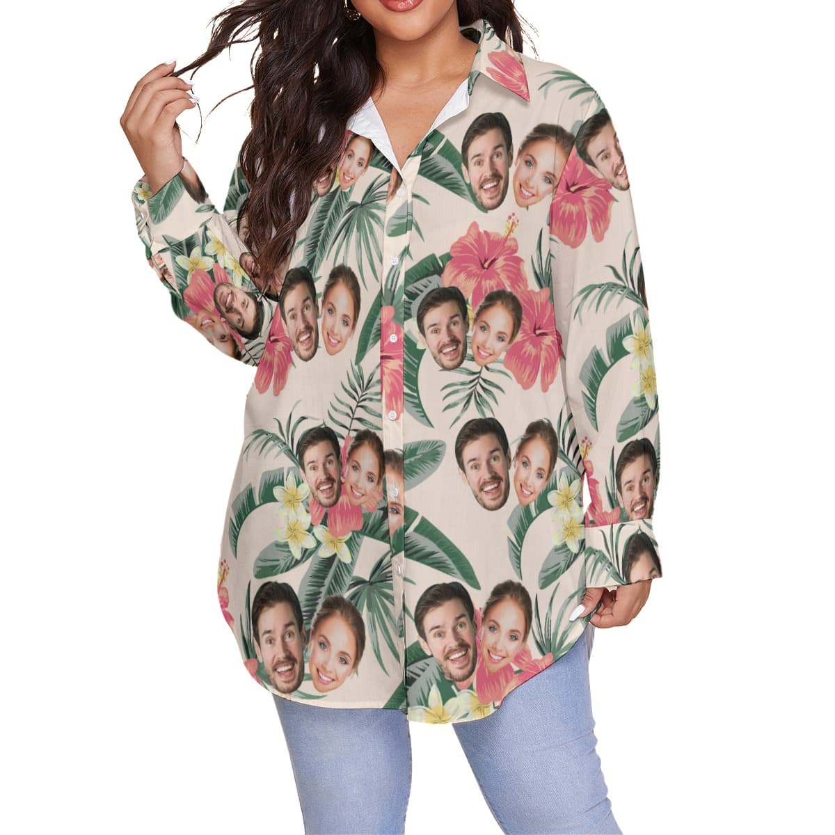 Custom 2 Face Women’s Hawaiian Shirt Plus Size (3)