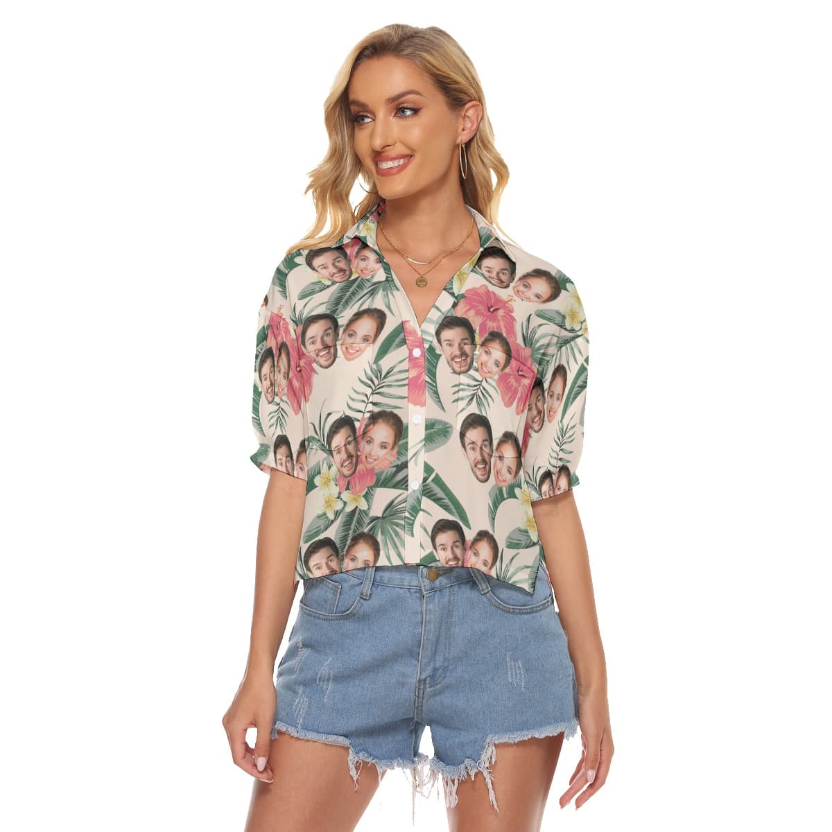Custom 2 Face Women's Tropical Crop Top (1)