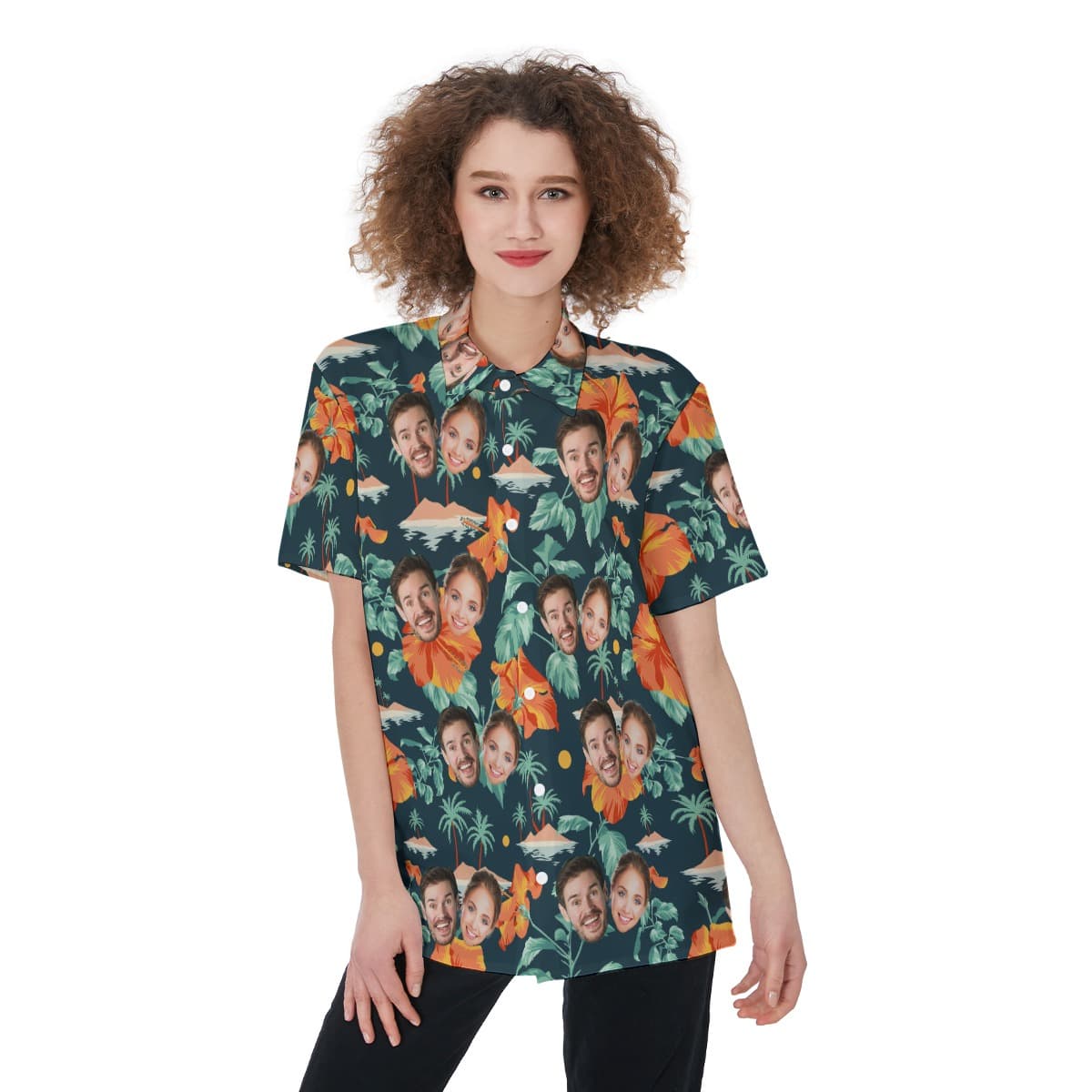 Custom 2 Faces Couple Hawaiian Shirt (1)