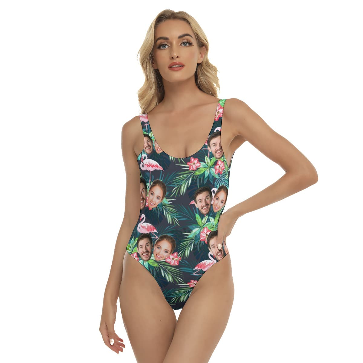 Custom 2 Faces Flamingo Tropical Swimsuit (1)