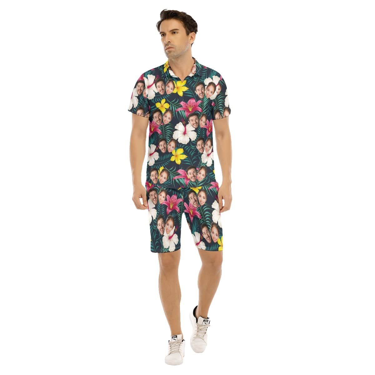 Custom 2 Faces Floral Hawaiian Shirt And Shorts (1)