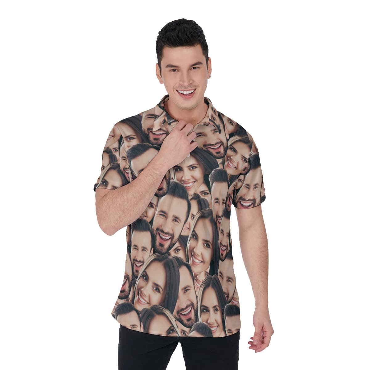 Custom 2 Faces Men's Hawaiian Polo Shirt (1)