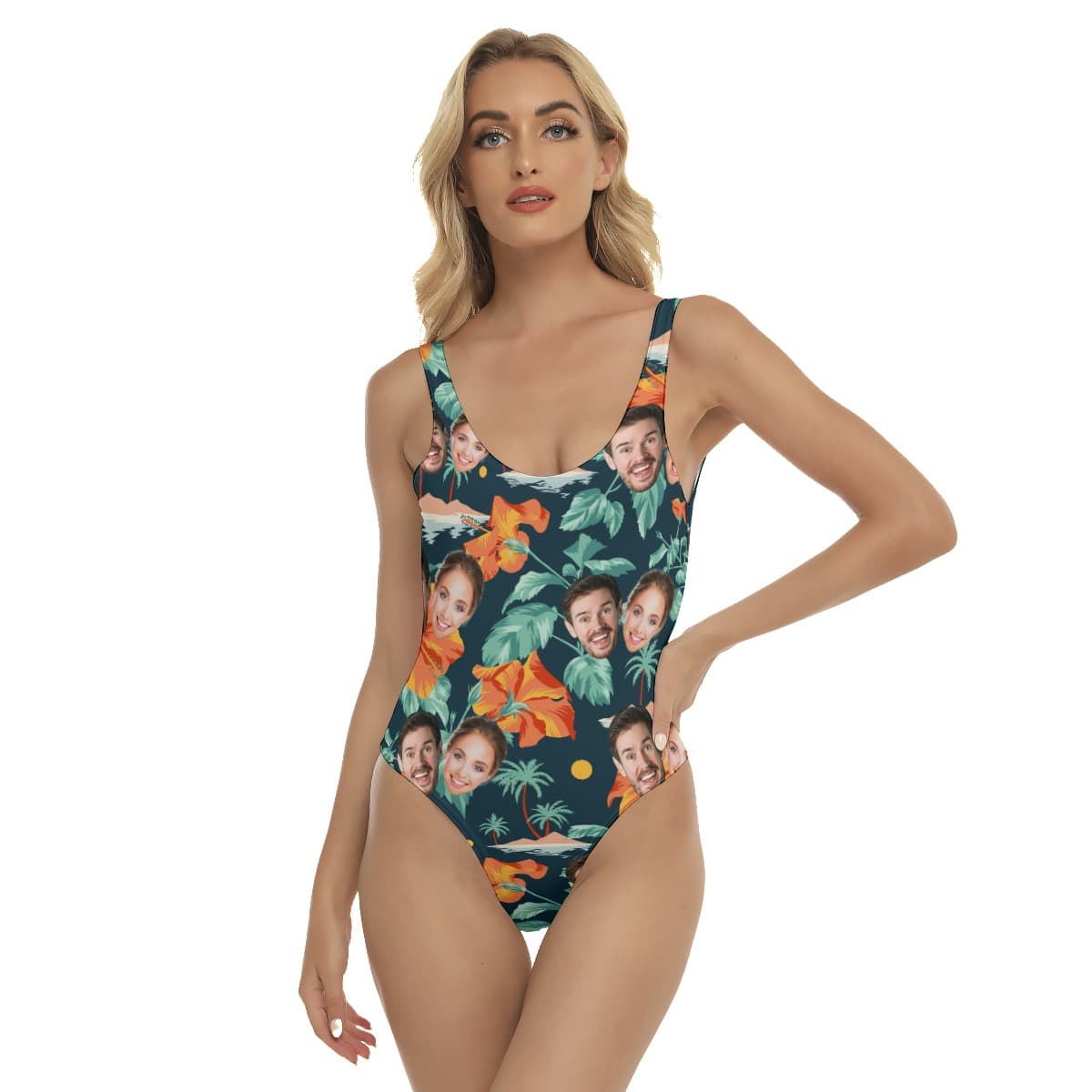 Custom 2 Faces Swimsuit For Couples (1)