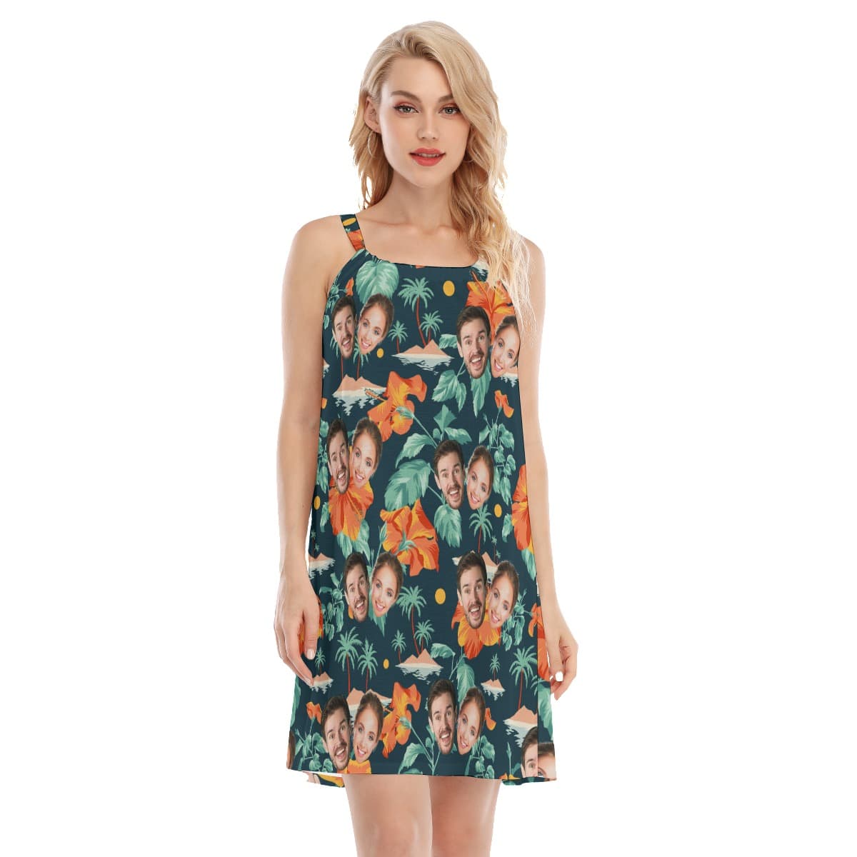 Custom 2 Faces Tropical Cami Dress (1)