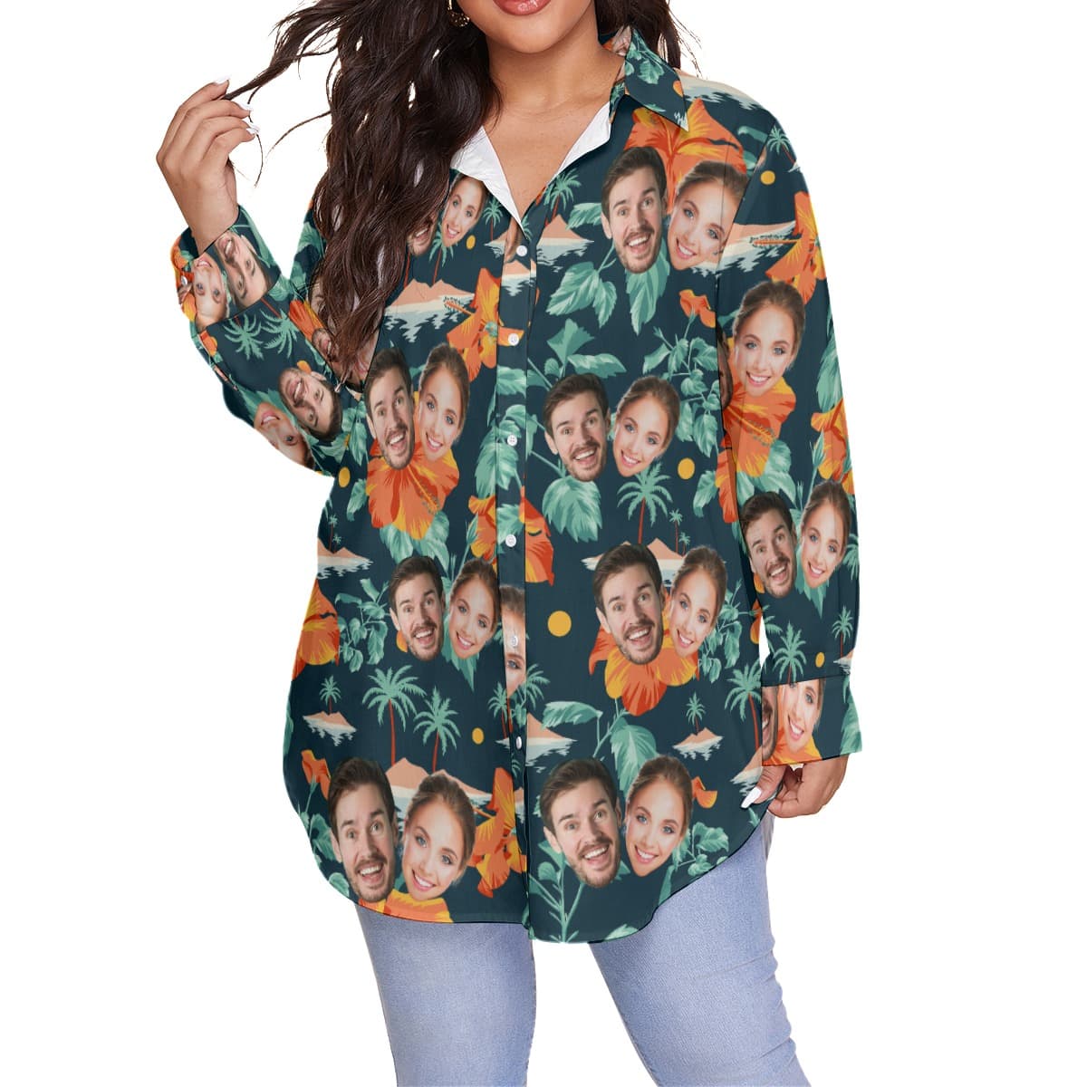 Custom 2 Faces Women's Hawaiian Blouse (1)
