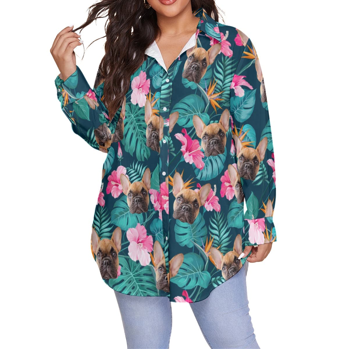 Custom Cat And Dog Oversized Hawaiian Shirt For Women (2)