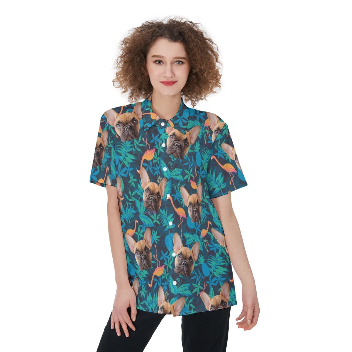 Custom Dog Face Hawaiian Shirt For Women (1)