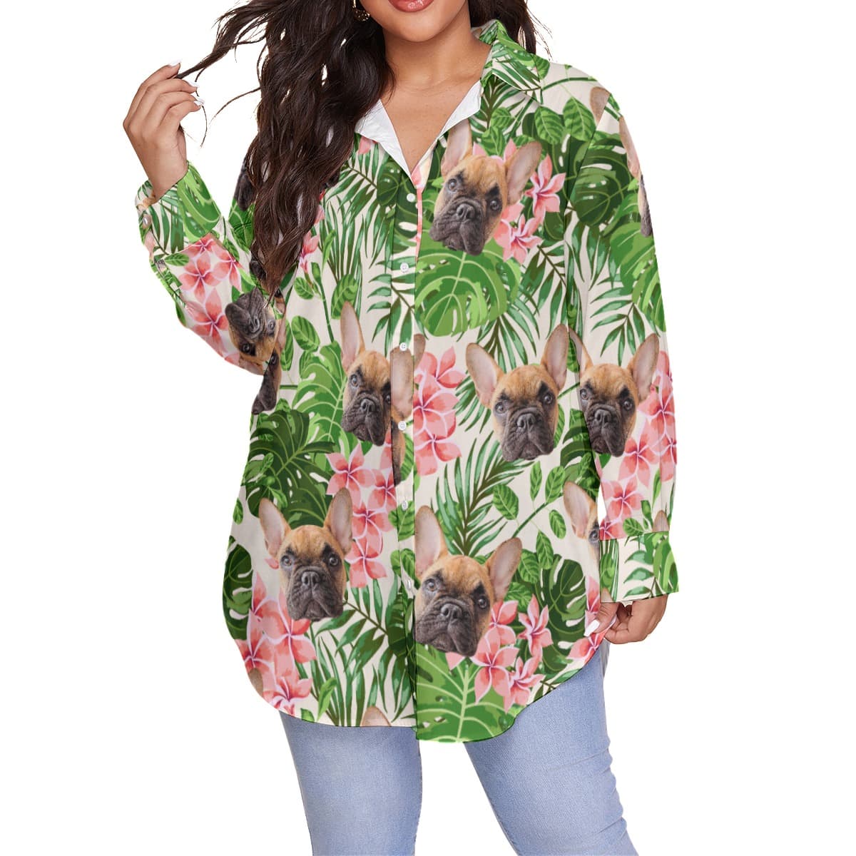 Custom Dog Plus Size Aloha Shirt For Women (1)