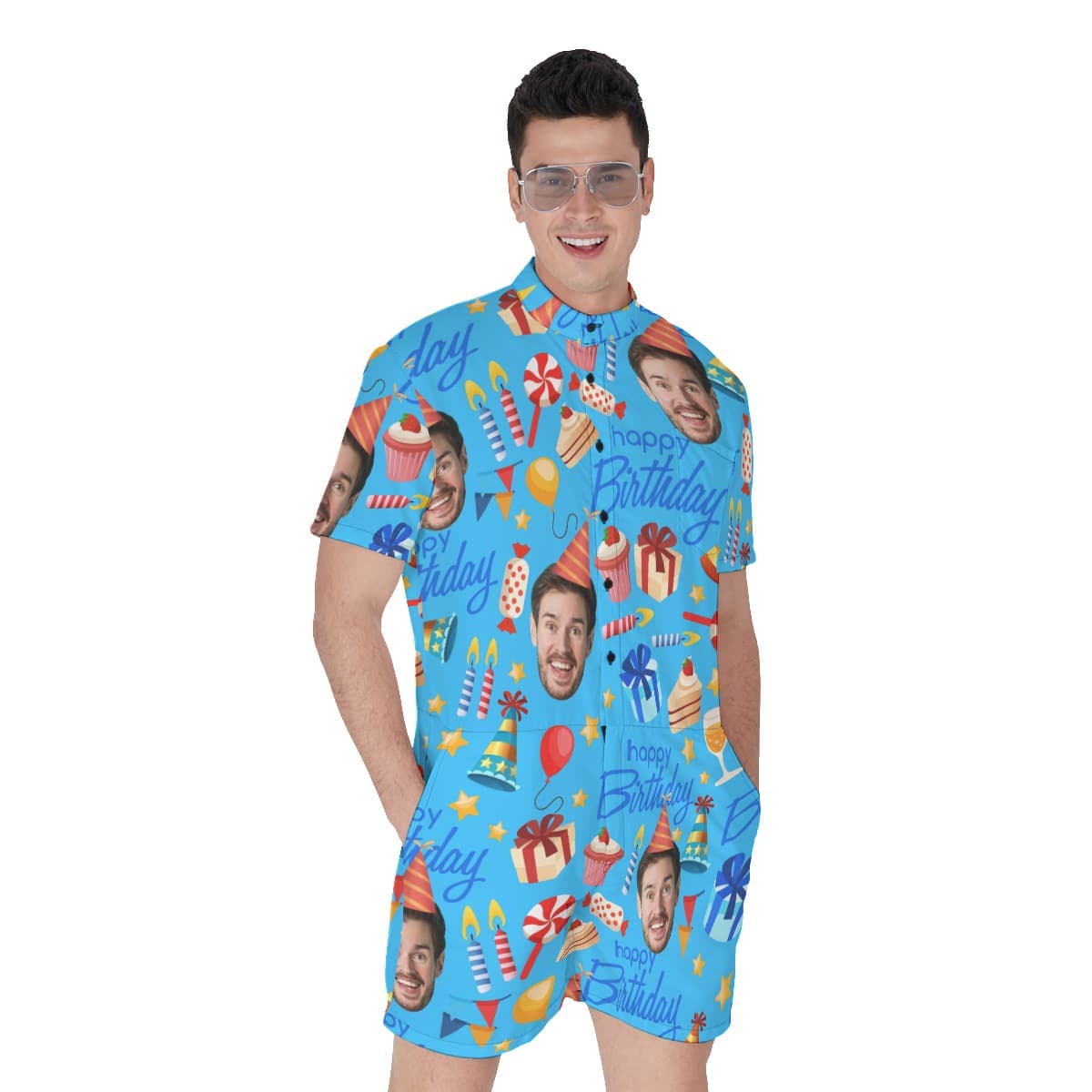 Custom Face Birthday Hawaiian Romper For Men (1)