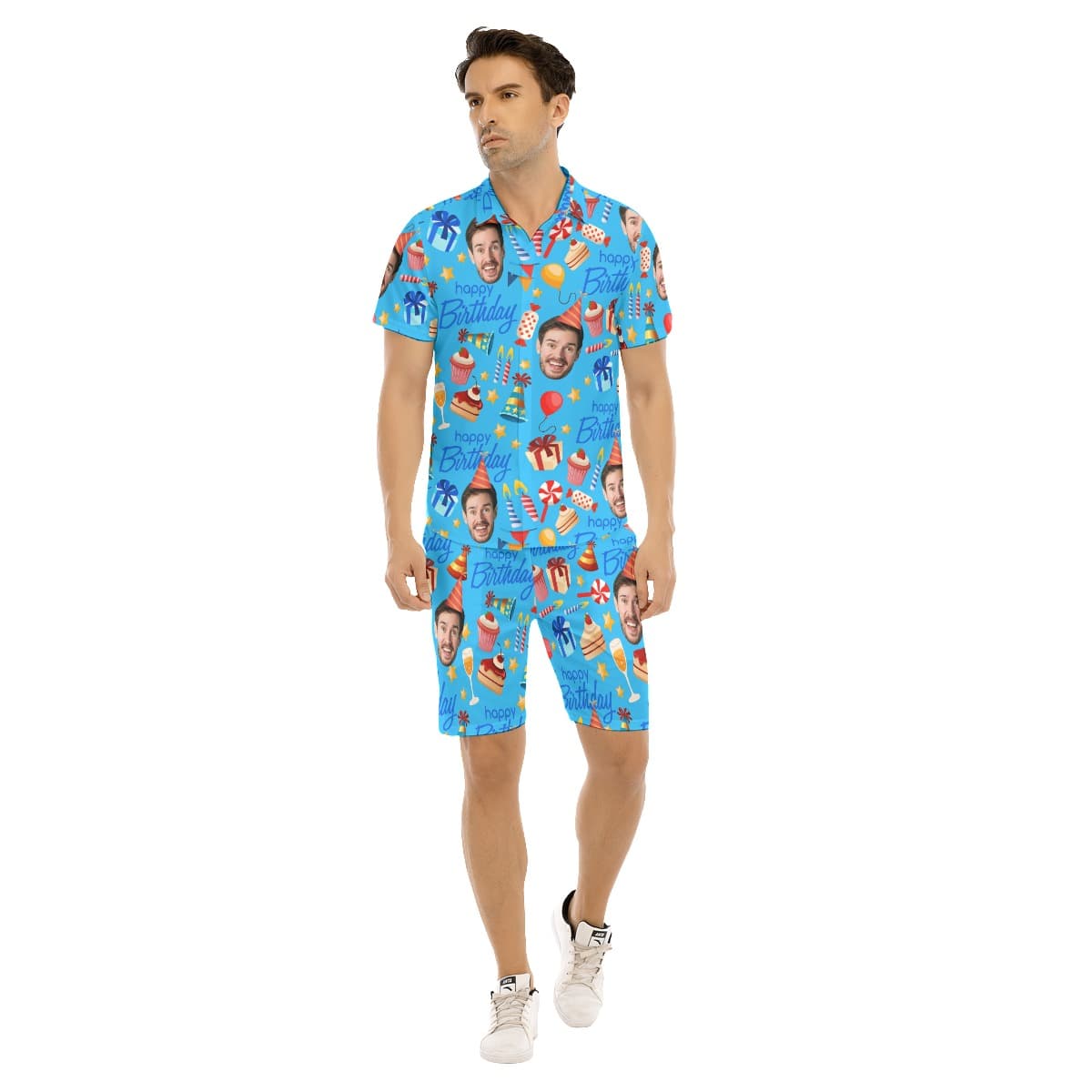 Custom Face Birthday Hawaiian Shirt And Shorts For Men (1)