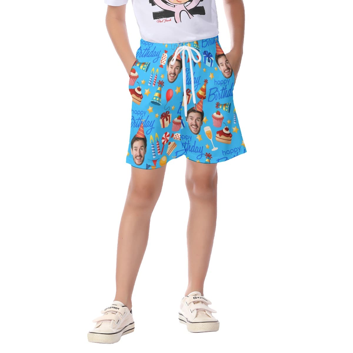 Custom Face Birthday Theme Beach Shorts For Kids (1)