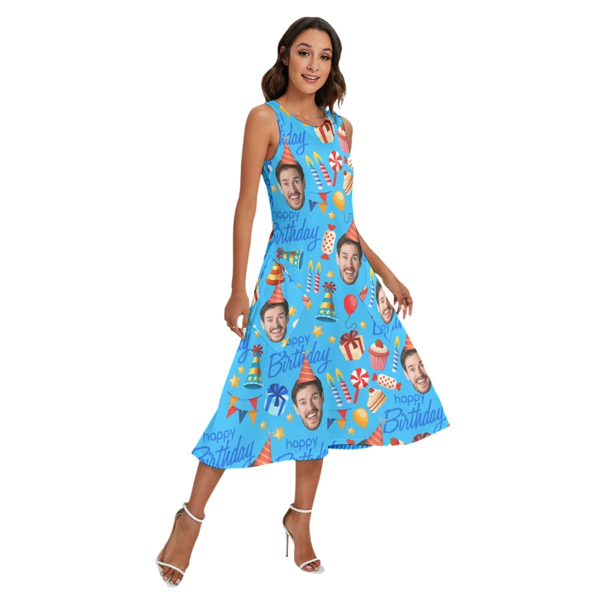 Custom Face Birthday Theme Hawaiian Dress Sleeveless (2)
