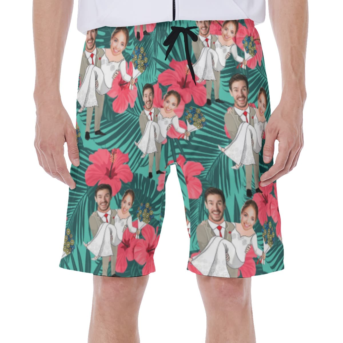 Custom Face Couple Wedding Men’s Swim Trunks (1)