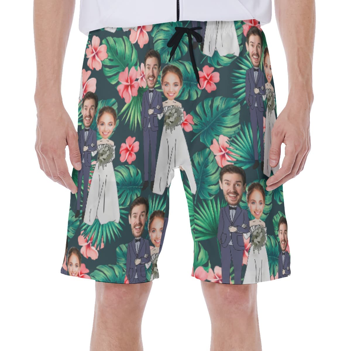 Custom Face Couples Men’s Hawaiian Swim Trunks (1)