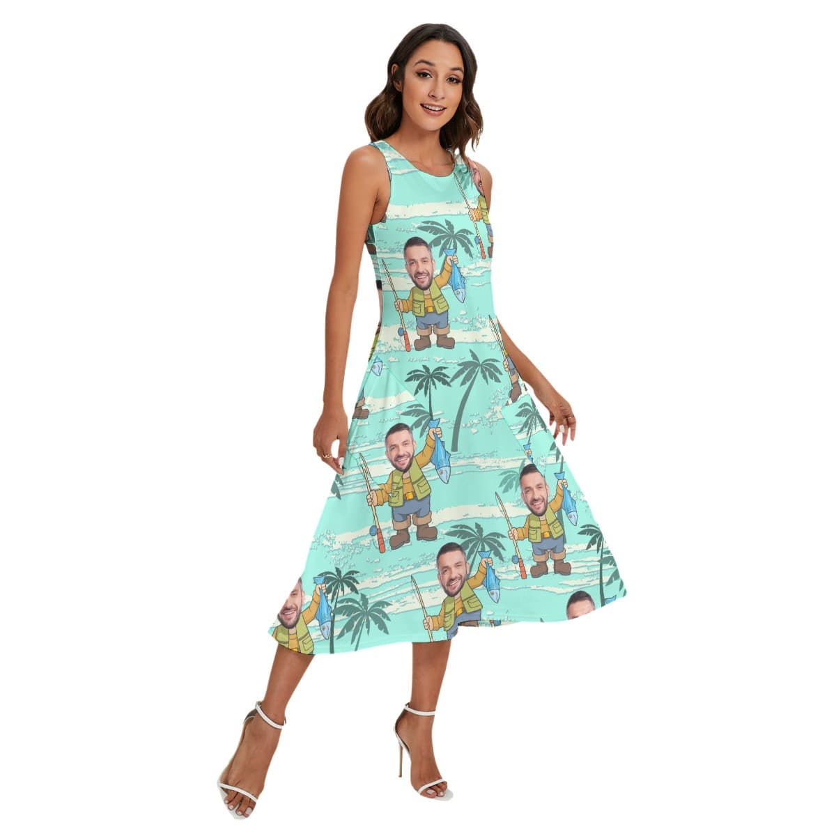 Custom Face Fishing Hawaiian Dress With Pockets (2)