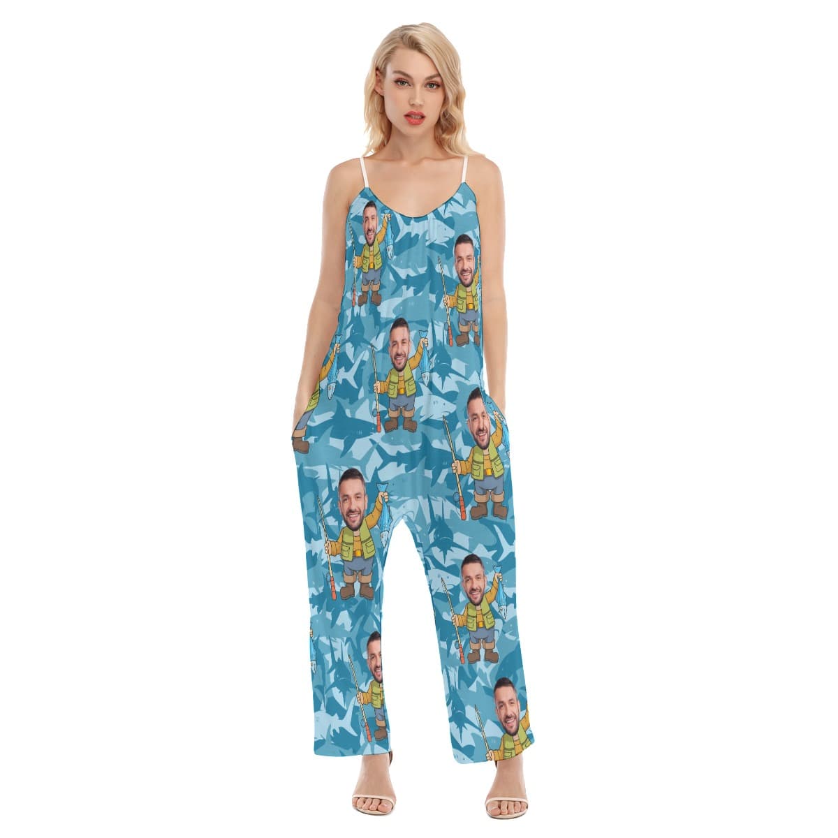 Custom Face Fishing Hawaiian Jumpsuit For Women (1)