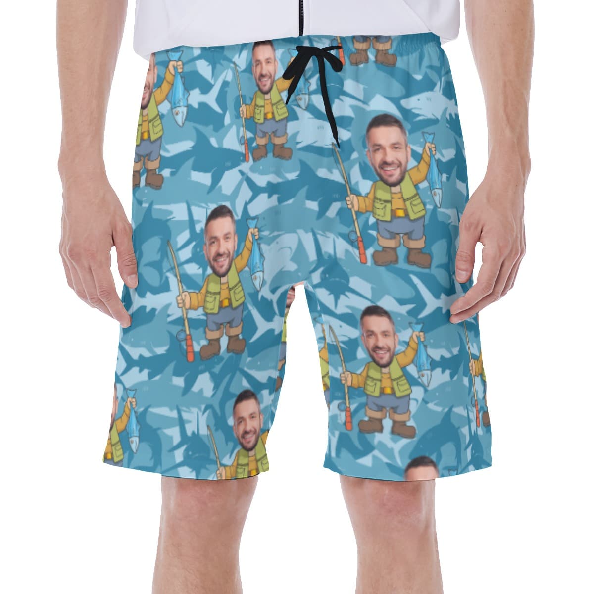 Custom Face Fishing Hawaiian Swim Trunks For Men (3)