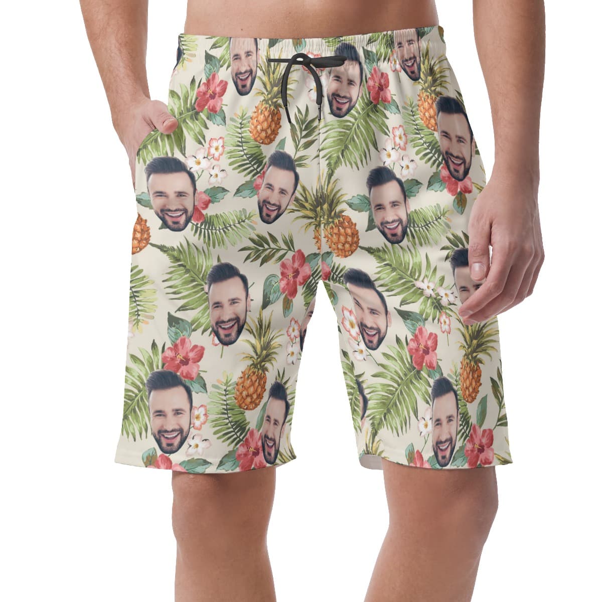 Custom Face Floral Men's Hawaiian Shorts (1)