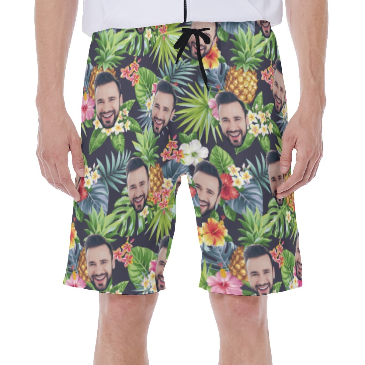 Custom Face Funny Tropical Pineapple Swim Trunks For Men