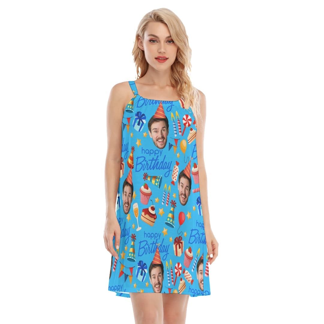 Custom Birthday Hawaiian Cami Dress with Face