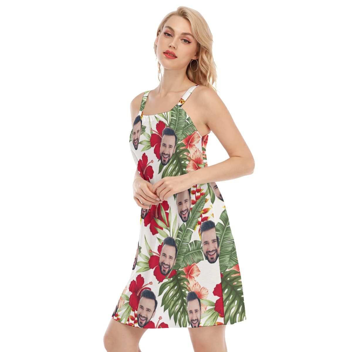 Custom Face Hawaiian Cami Dress For Women (2)