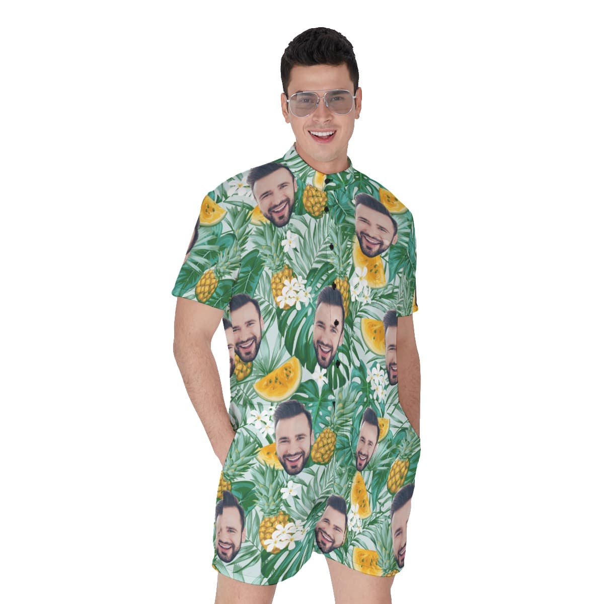 Custom Face Hawaiian Romper For Men (2)