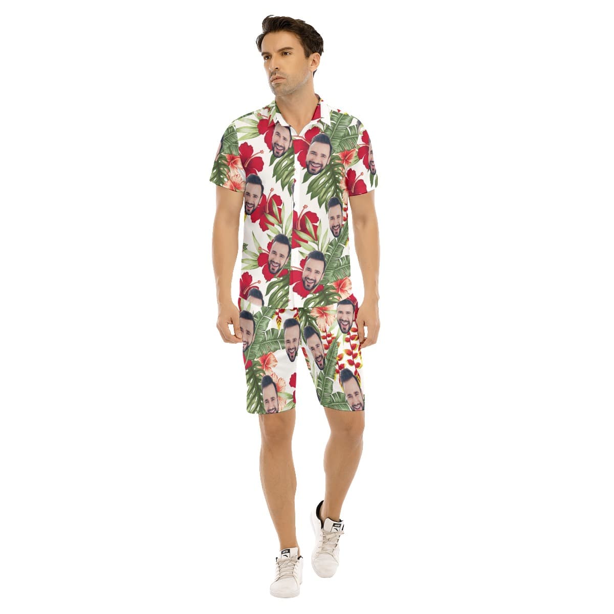 Custom Face Hawaiian Shirt And Shorts For Men