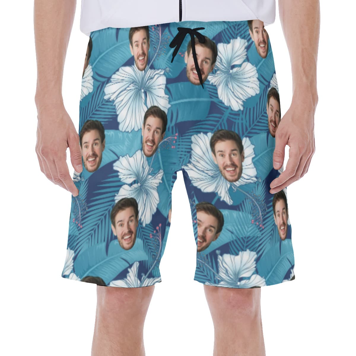 Custom Face Hibiscus Men's Swim Trunks (1)