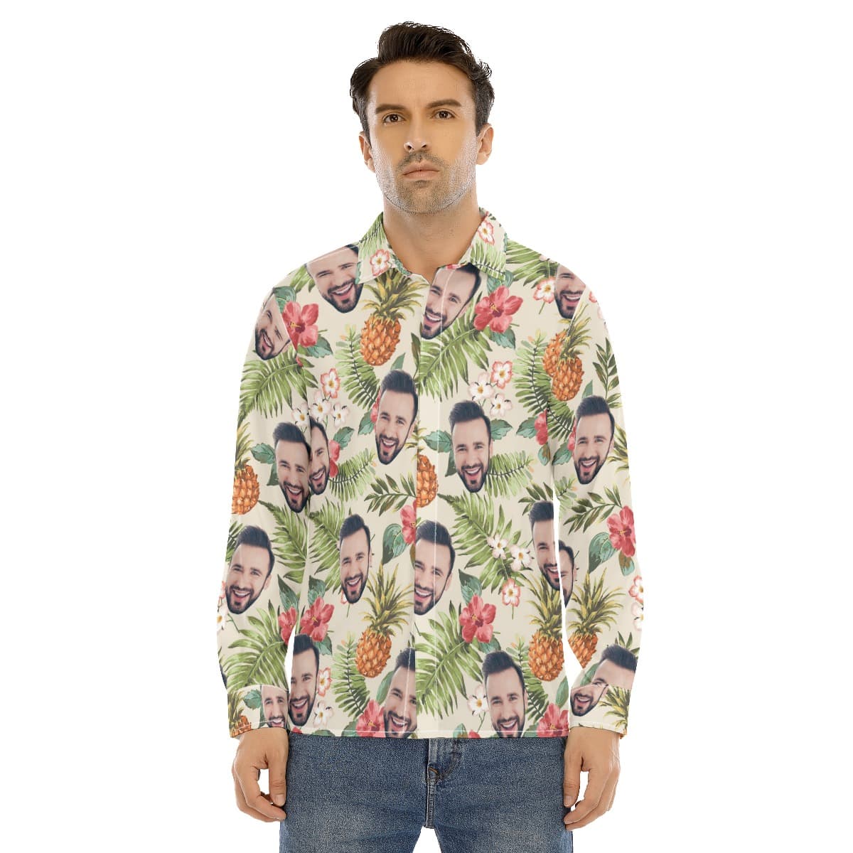 Custom Face Long Sleeve Button Up Shirt (1)