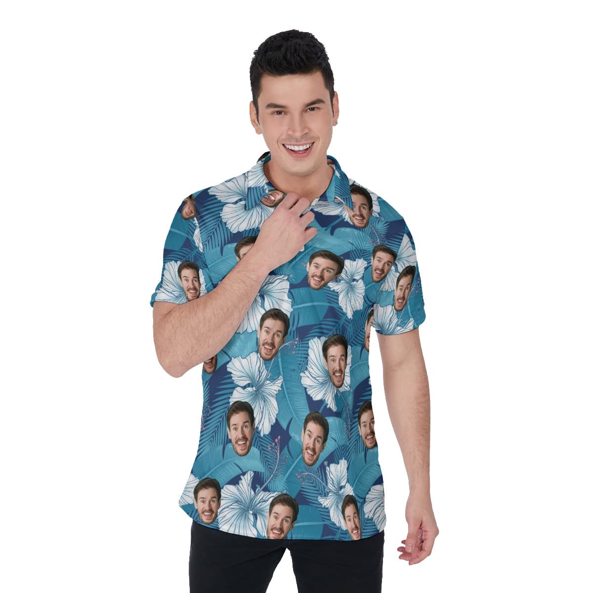 Custom Face Men's Tropical Polo Shirt (1)