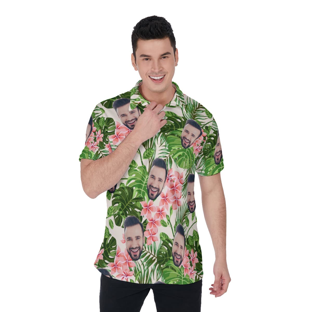 Custom Face Polo Hawaiian Shirt For Mena (3)