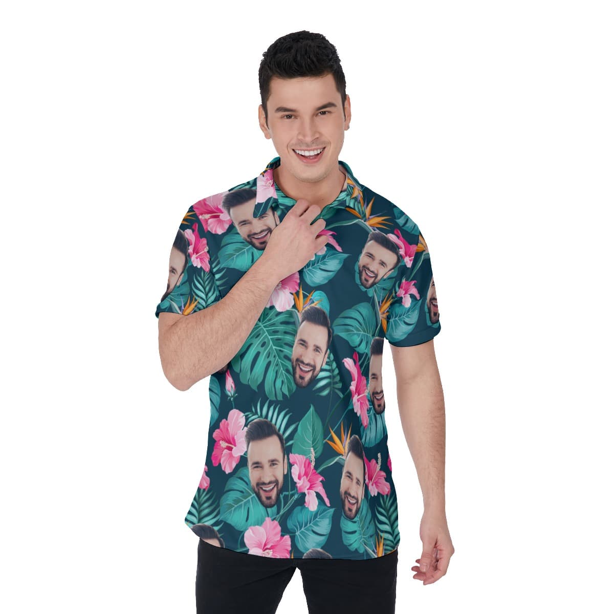 Custom Face Polo Hawaiian Shirts For Men (1)