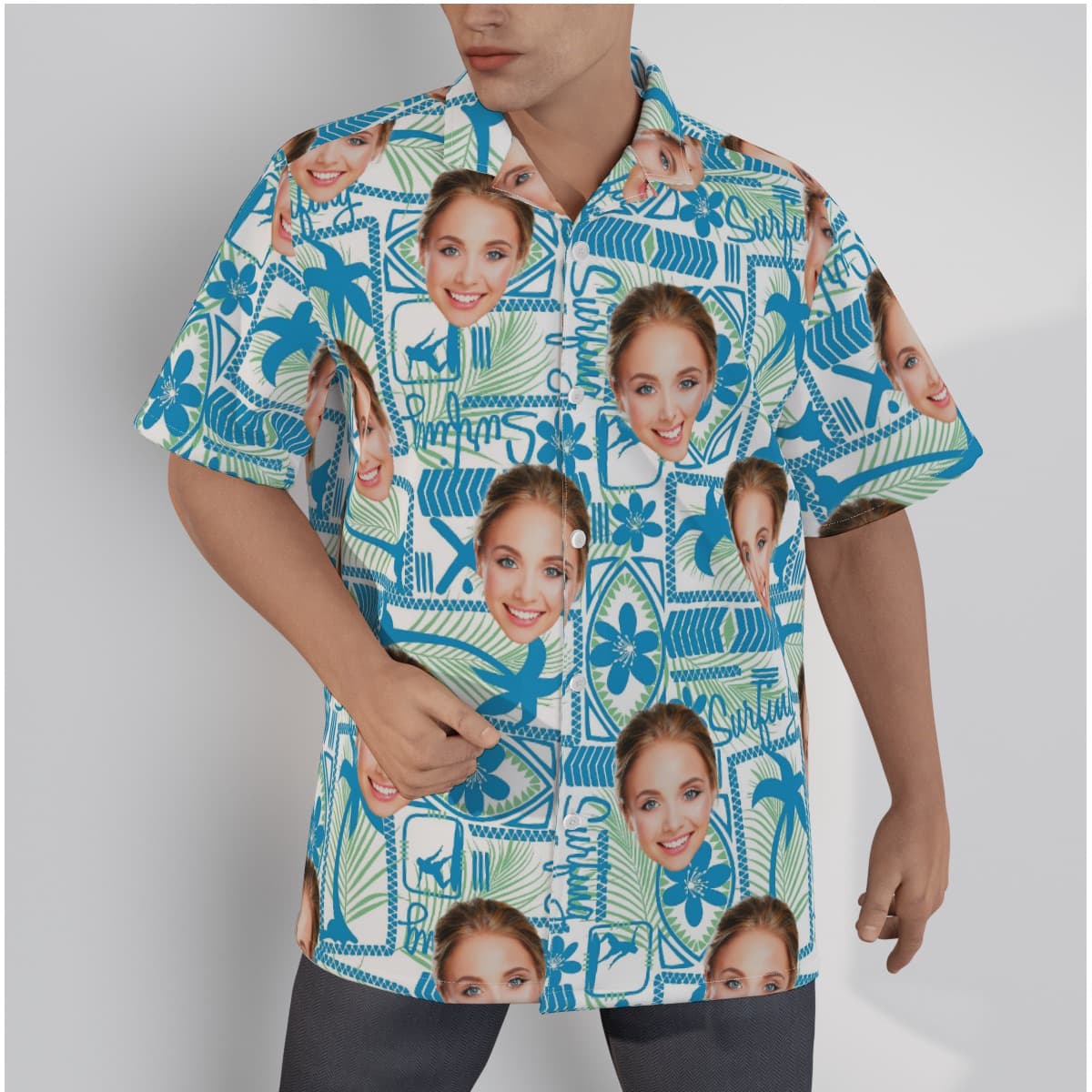 Custom Face Surfing Hawaiian Shirt (1)