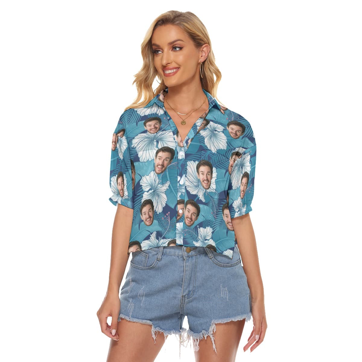 Custom Face Tropical Crop Top For Women (1)