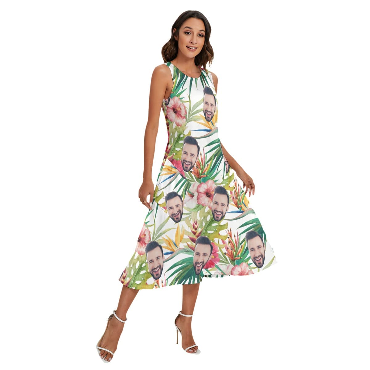 Custom Face Tropical Hibicus Hawaiian Long Dress With Pocket (2)