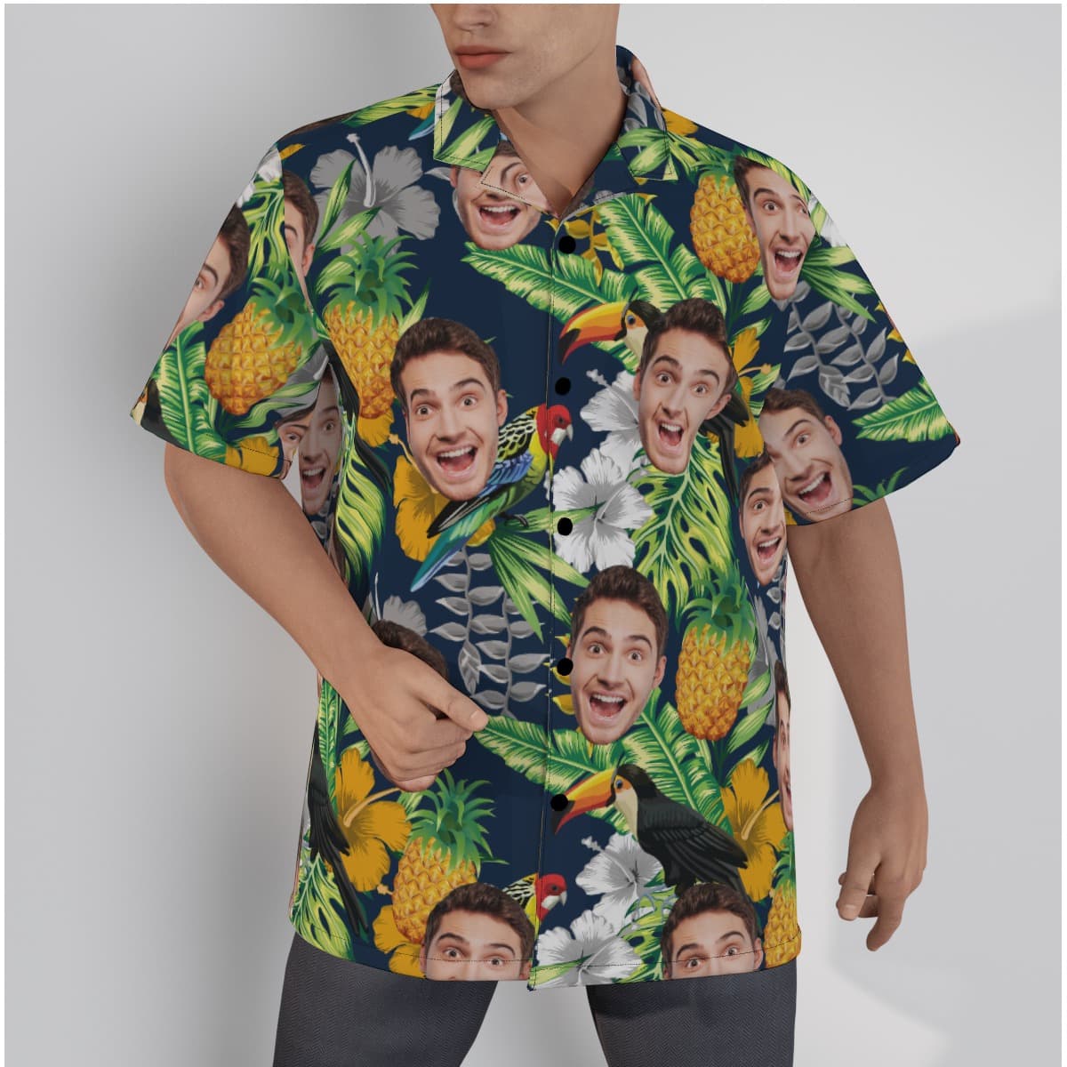 Custom Face Tropical Parrots Hawaiian Shirt