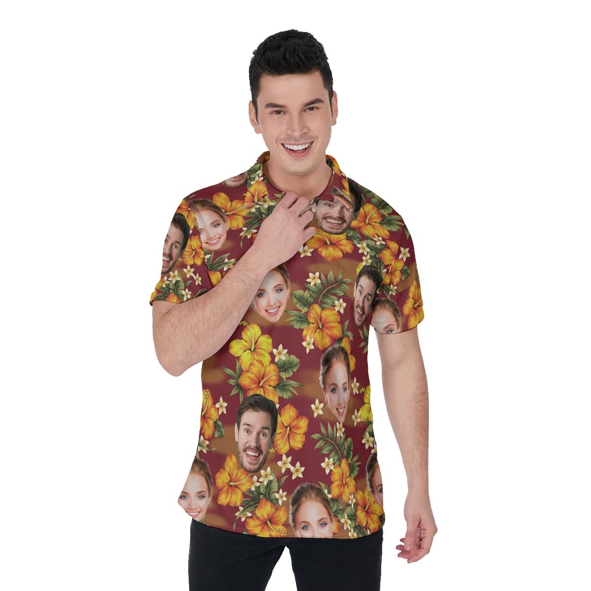 Custom Face Tropical Polo Shirt For Men (1)