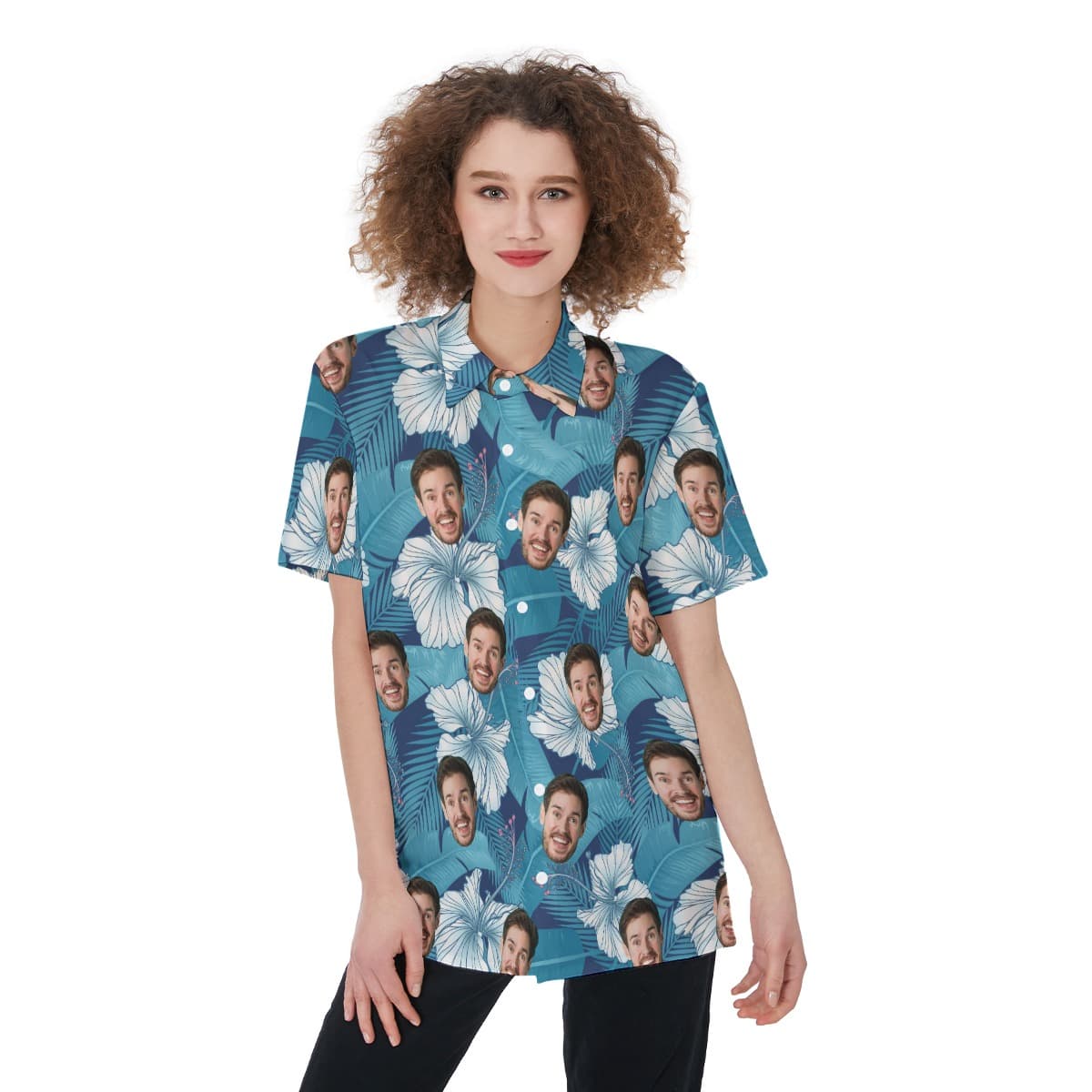 Custom Face Tropical Shirt For Women (1)